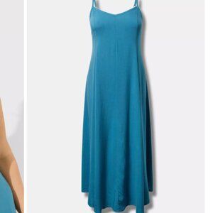 Torrid Maxi Challis Trapeze Dress Blue 00